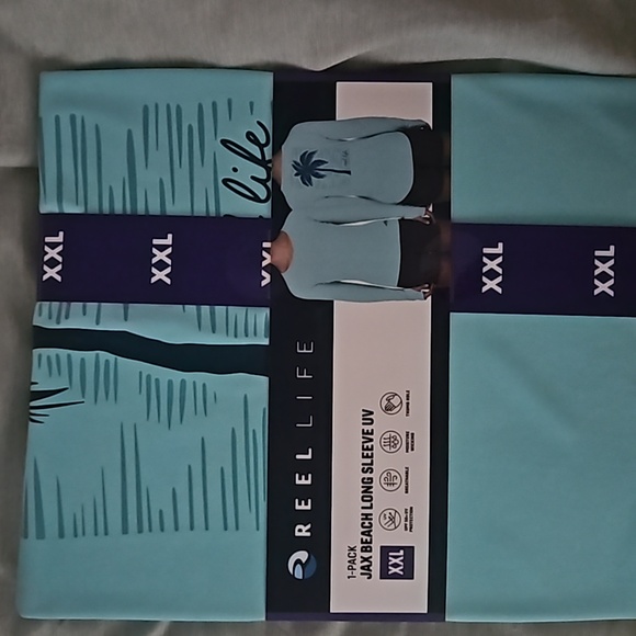 NWT Reel Life  long sleeve UPF shirt XXL Aruba Blue - Picture 5 of 5